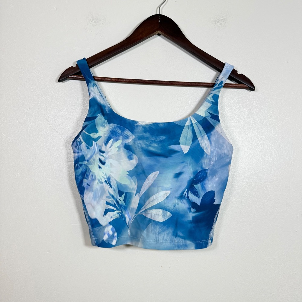 Old Navy Active Powersoft Floral Tie Dye Cropped Tank Size Medium Blue
